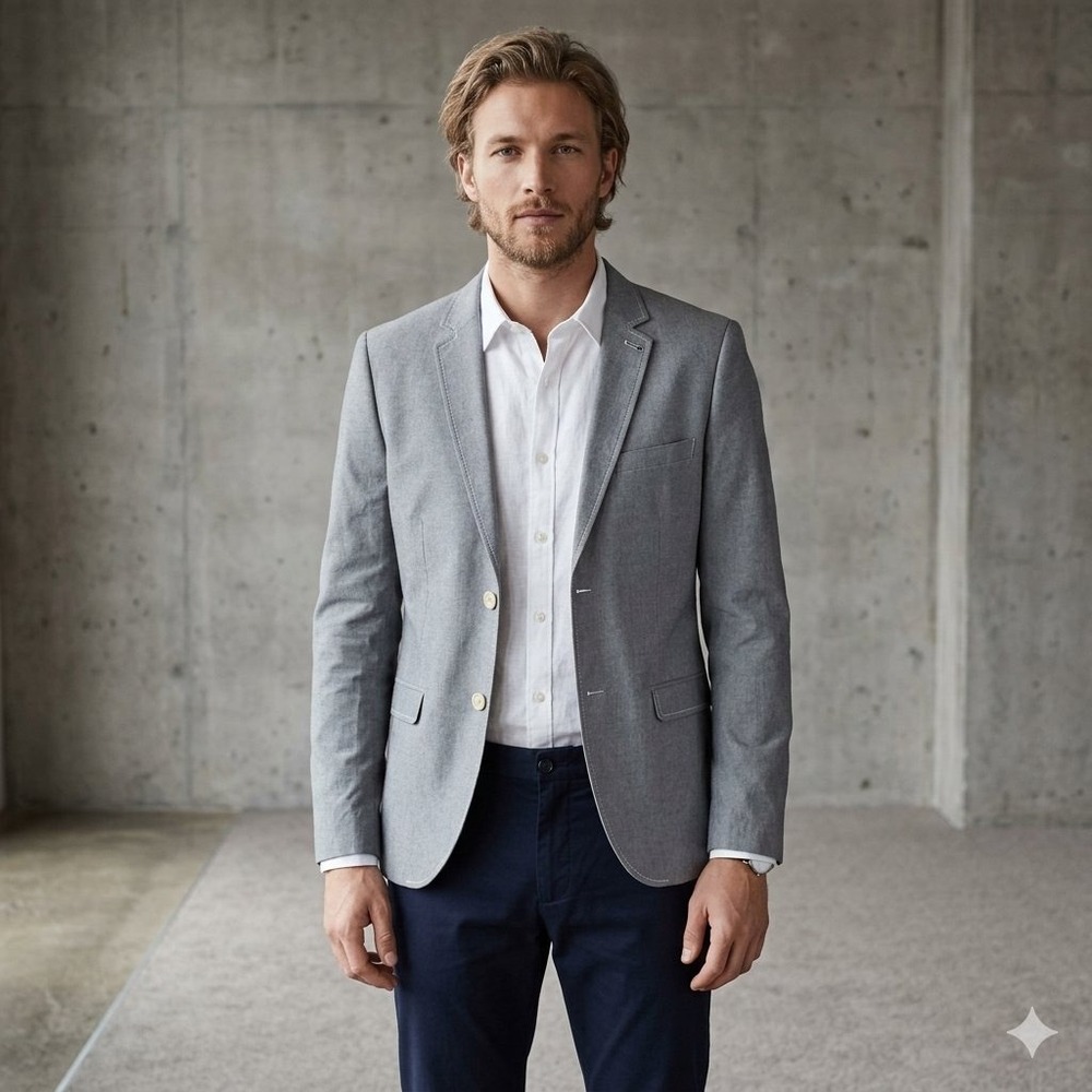 TOPMAN Men's 38 Grey Blazer Jacket Slim Fit Smart Casual Button Front